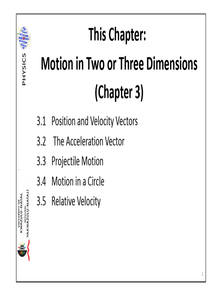 CH03 Motion in 2-3 D, University Physics, YF, 13 Ed. | PDF ...