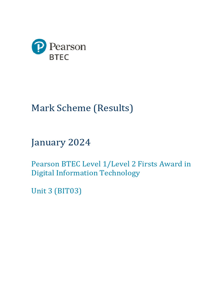 January 2024 BTEC DIT Mark Scheme | PDF | Encryption | Backup