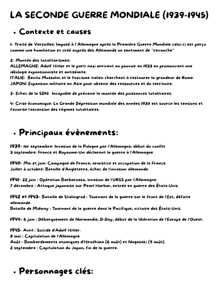Causes et événements de la Seconde Guerre mondiale | PDF | Allemagne ...