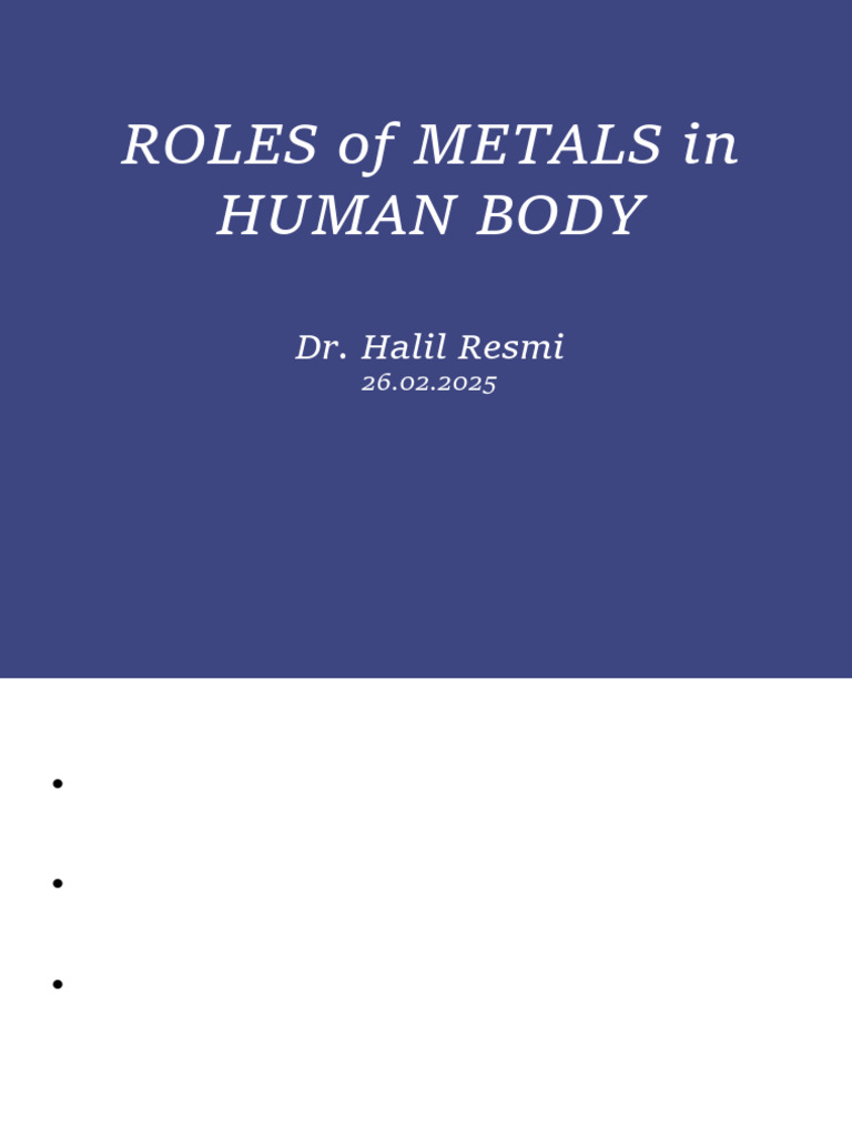 Role of Metals in Human Body | PDF | Iron | Zinc