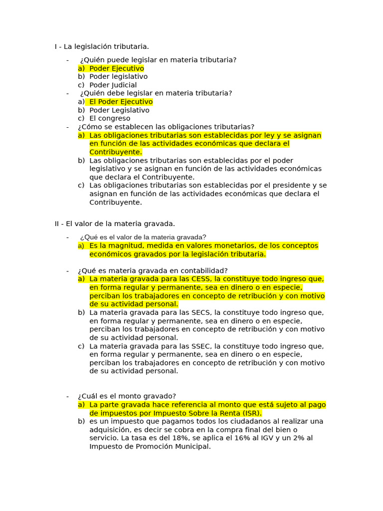 Legislación y Obligaciones Tributarias | PDF | Impuestos | Impuesto ...