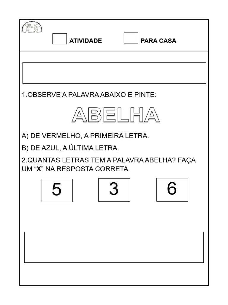 Atividades sobre a palavra abelha | PDF