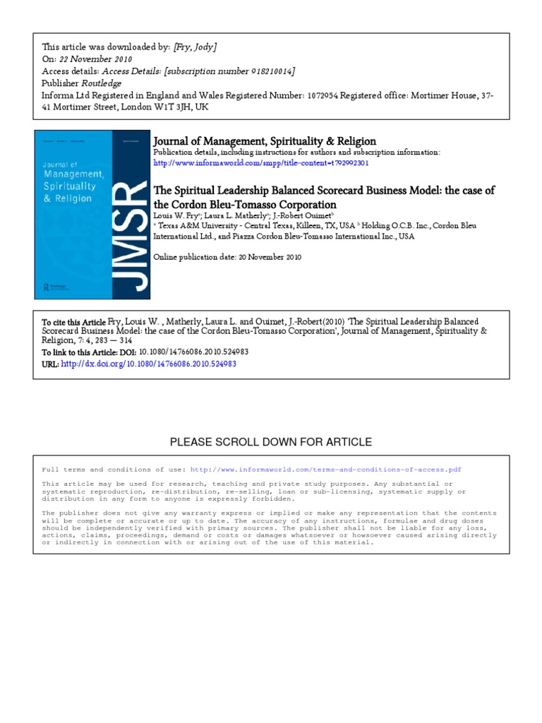 Journal of Management Strategic Management Leadership Free 30day