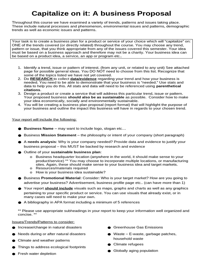Business Proposal for Trend-Based Startup | PDF | Citation | Natural ...