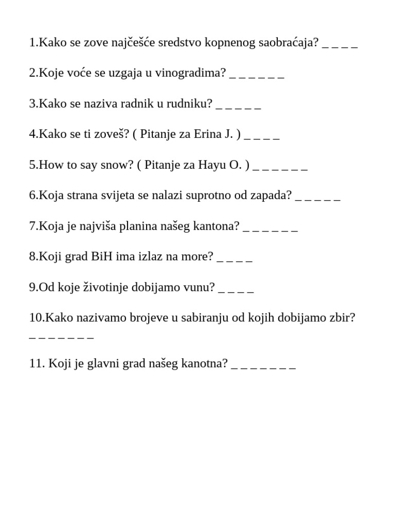 Nastavni Listići Rijeke BiH | PDF