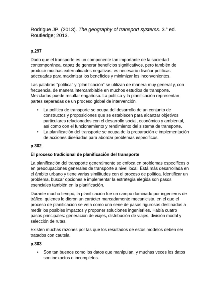 Planificación del Transporte y Políticas | PDF | Transporte | Planificación