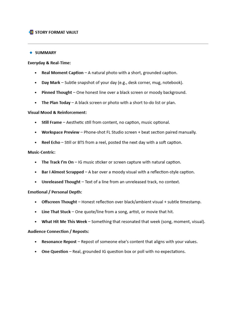 Story Formats Vault | PDF