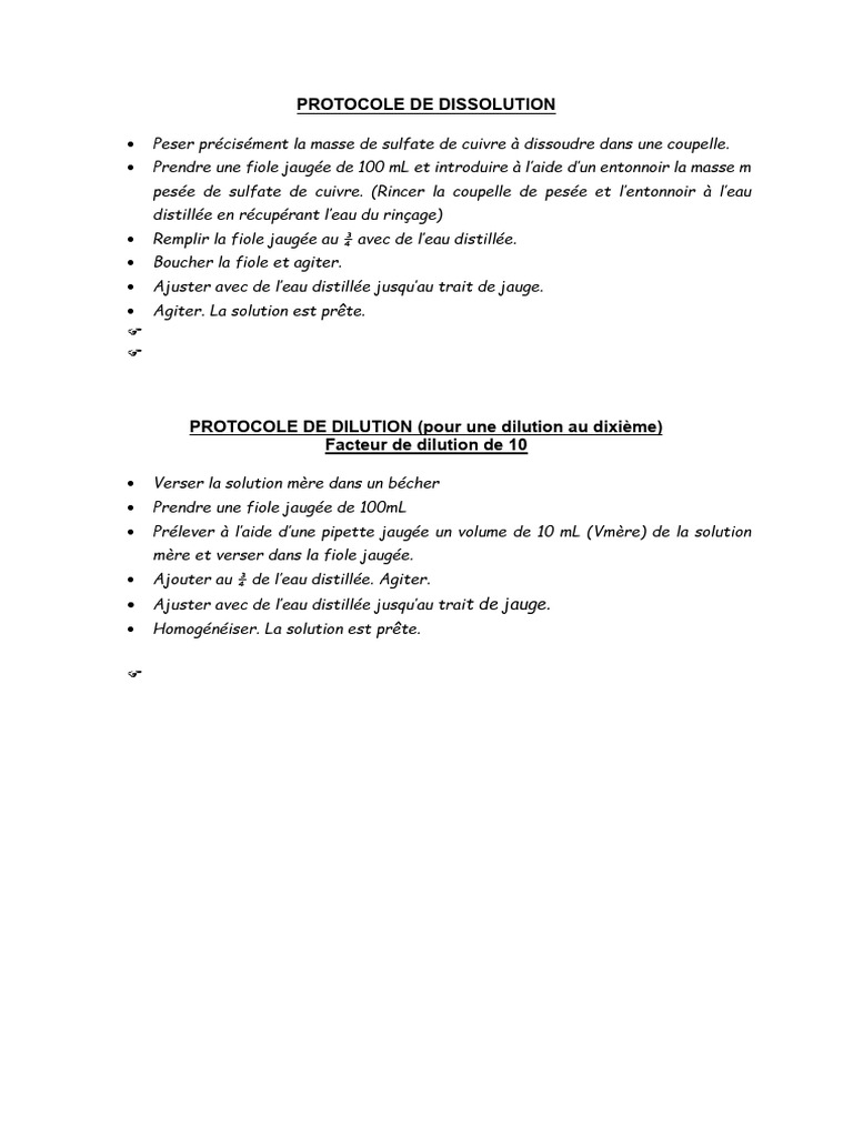 Protocole de dilution et dissolution PDF — free download