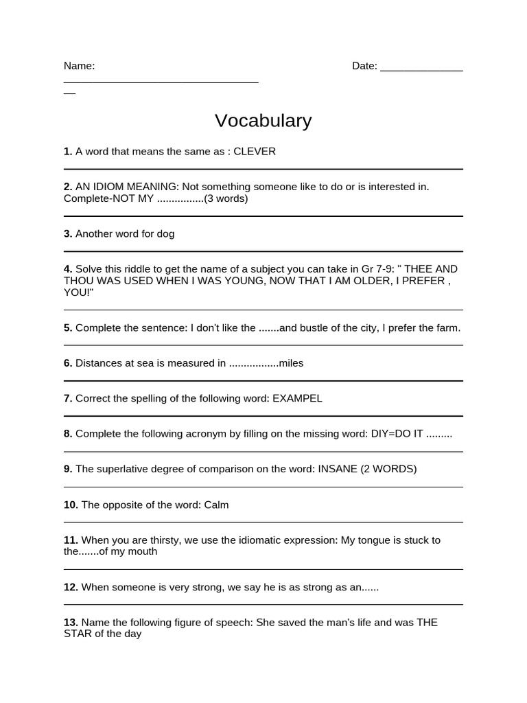 Vocabulary | PDF