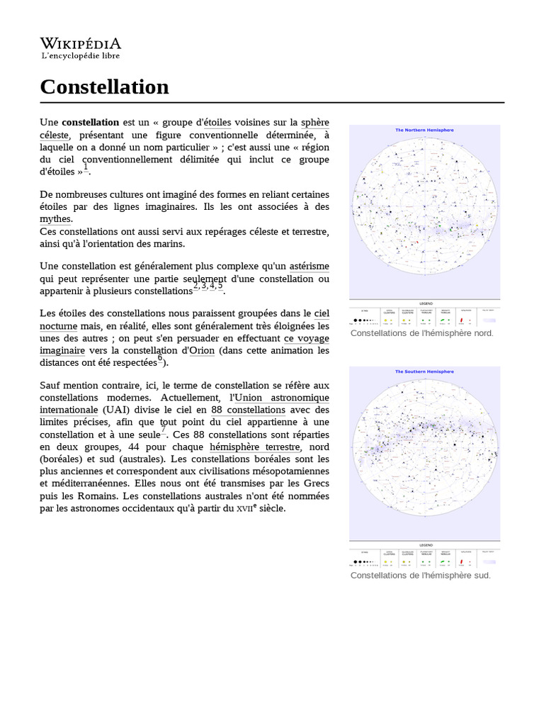 Liste des 88 constellations modernes | PDF | Constellation | Zodiaque