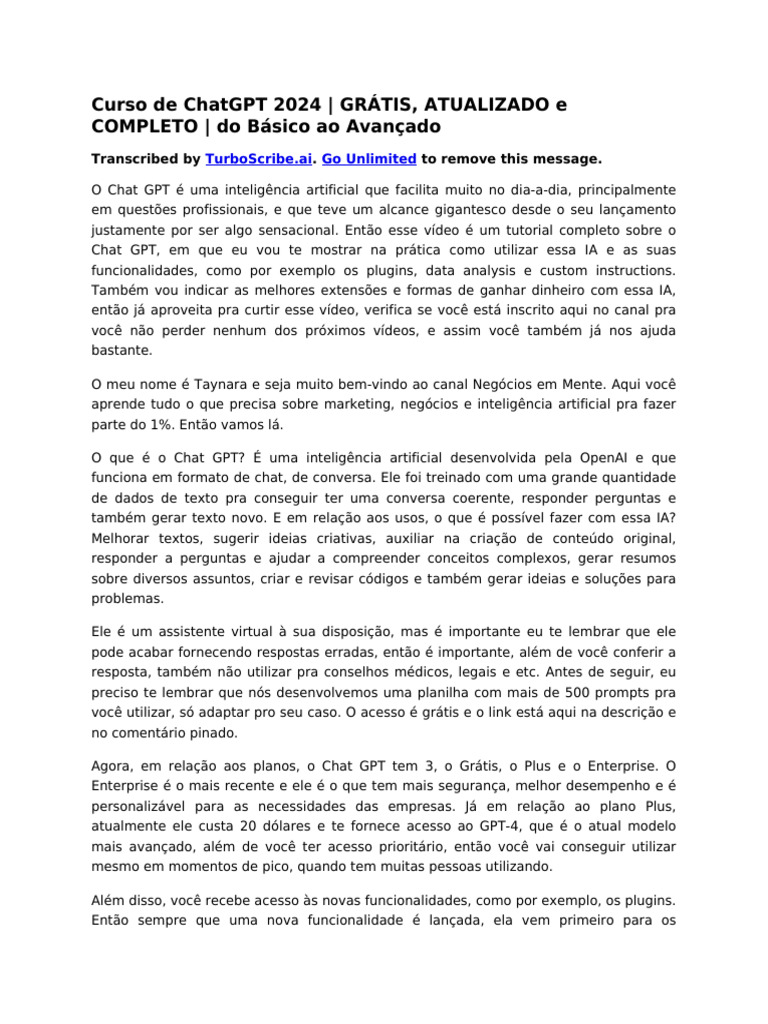 Curso de Chatgpt 2024 - Grátis, Atualizado e Completo - Do Básico Ao ...