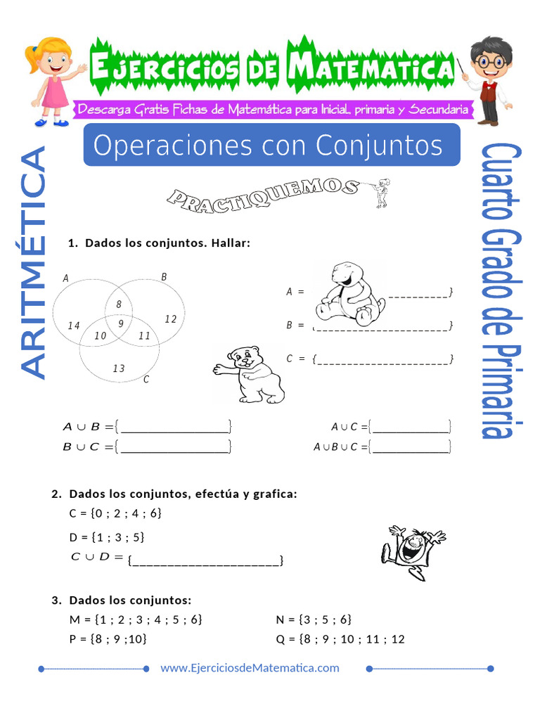 Ejercicios de Conjuntos para Primaria | PDF
