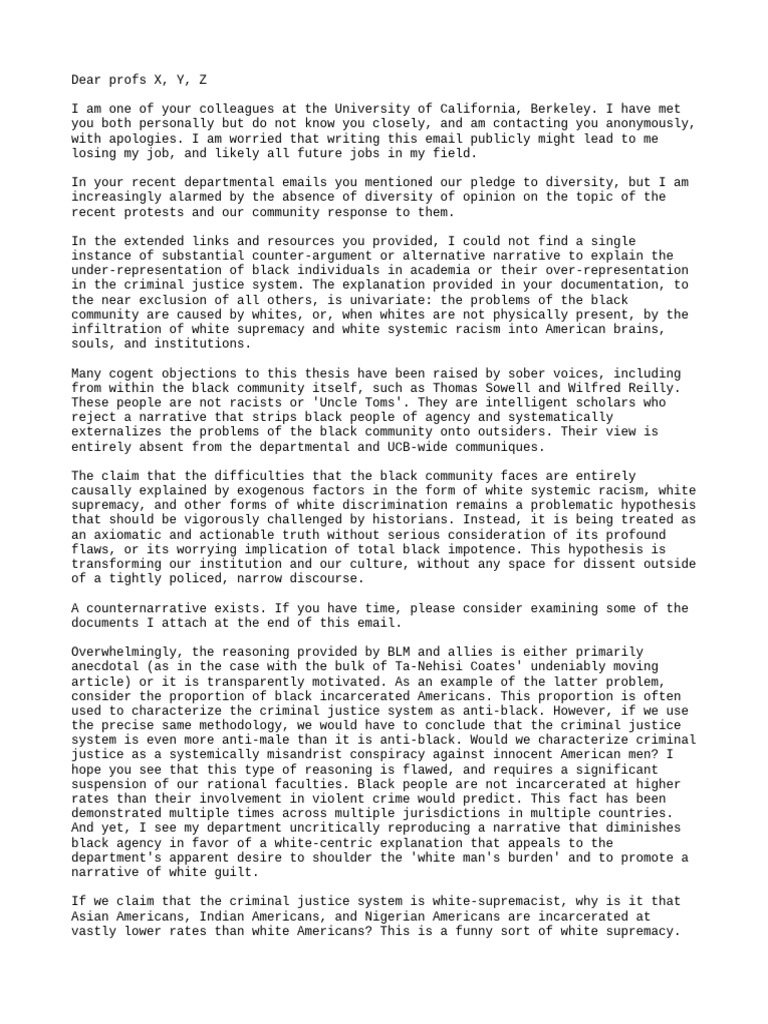 UCB Letter | PDF | Black Lives Matter | Racism