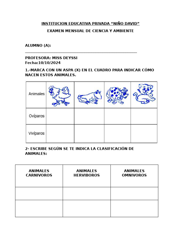 Examen Mensual de Ciencia y Ambiente | PDF