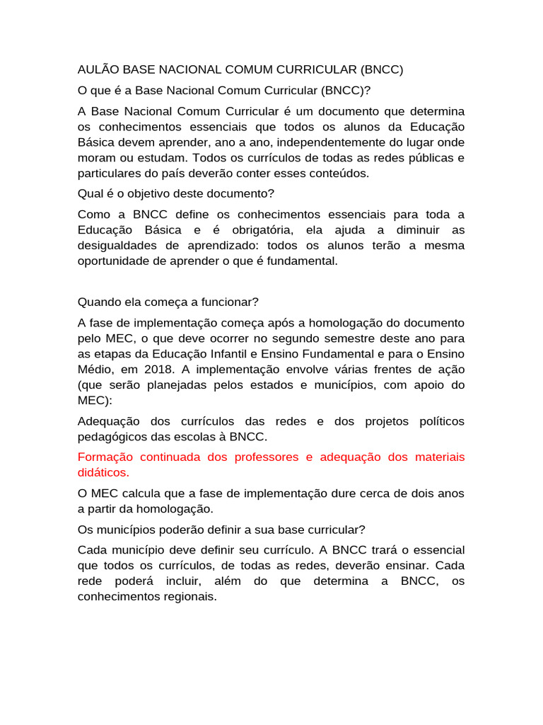 Entenda a Base Nacional Comum Curricular | PDF | Pré-escola | Pedagogia