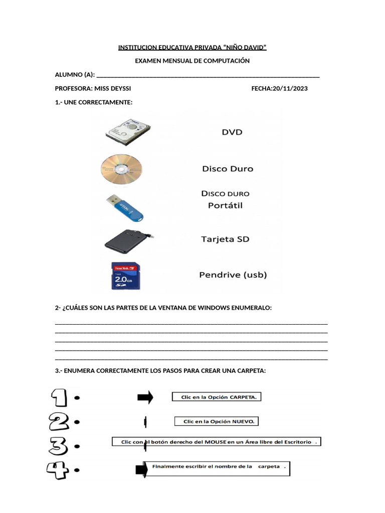 Examen Mensual de Computación | PDF