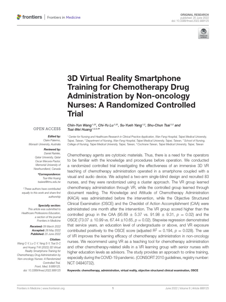 3D Virtual Reality Smartphone Training For Chemotherapy Drug ...