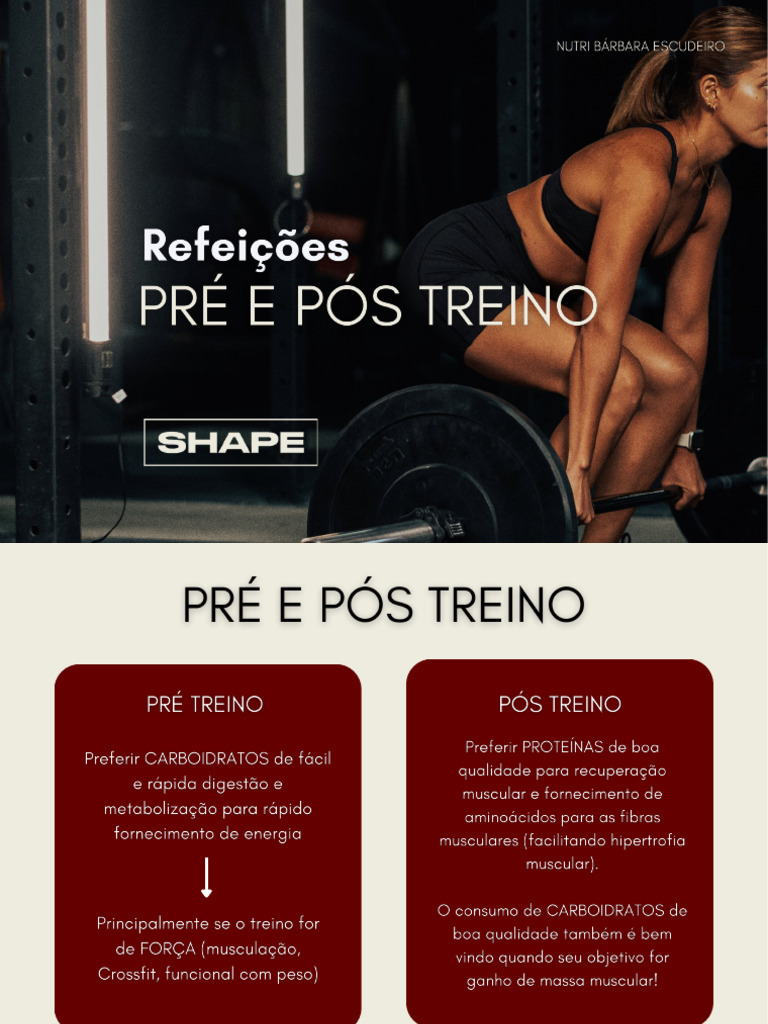 Refeições pré e pos treino | PDF