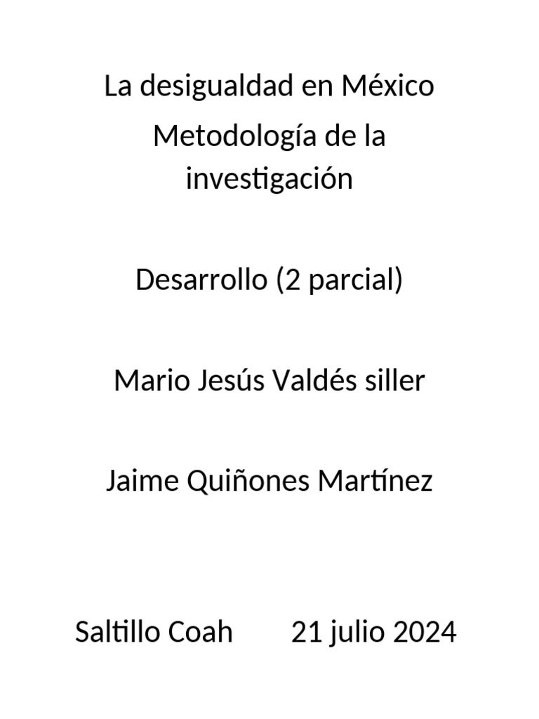 La Desigualdad en México (Parcial 2) | PDF | México | Pobreza
