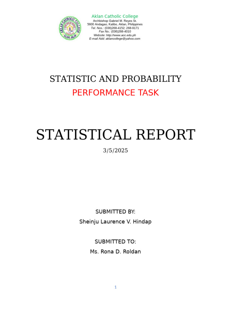 Statistical Report on SHS Students' Growth | PDF | Variance | Applied ...