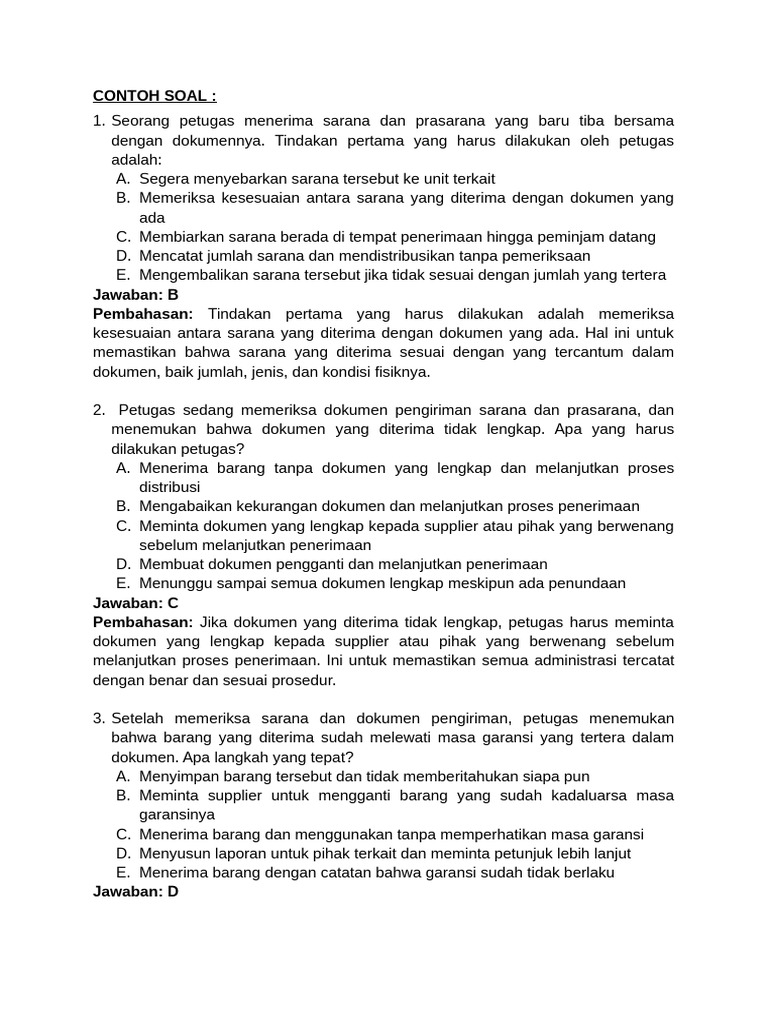 Contoh Soal Penerimaan Sarana Prasarana | PDF