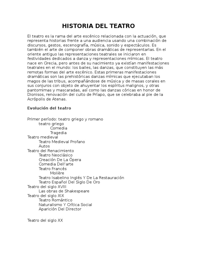 Historia Del Teatro