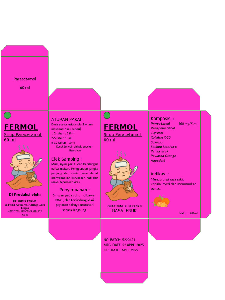 Sirup Paracetamol Fermol Rasa Jeruk | PDF