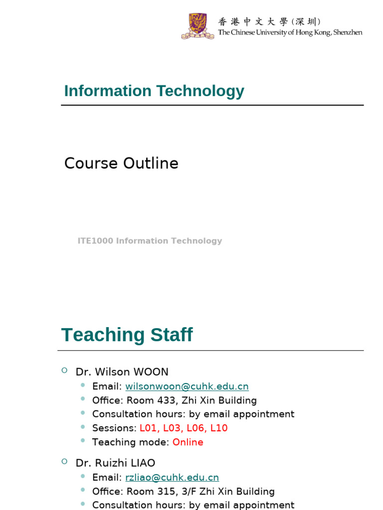 IT Course Outline 2020 2021 Term 1 Classroom | PDF | Lecture ...