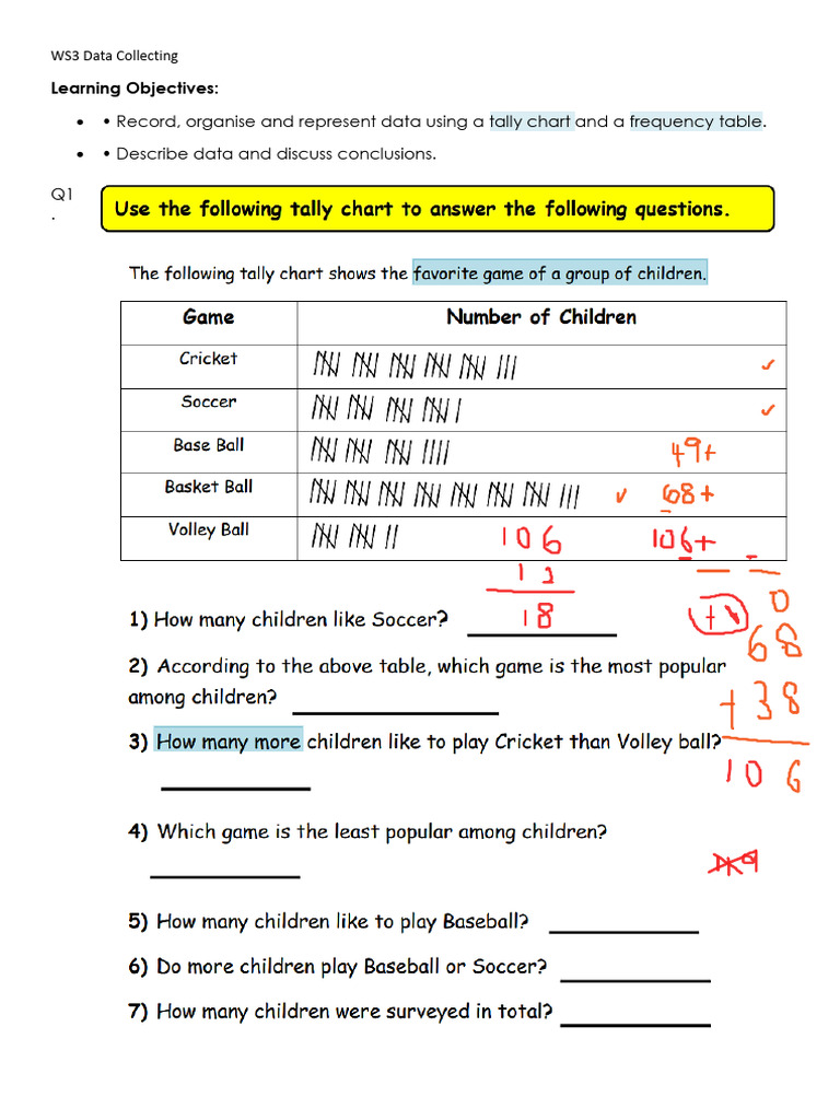 Data Collection with Tally Charts | PDF