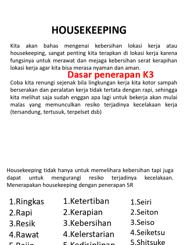 Penerapan 5R dalam Housekeeping Kerja | PDF
