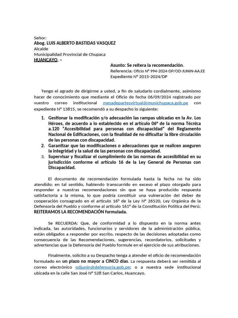Reiteración de Recomendaciones de Accesibilidad | PDF | Gobierno