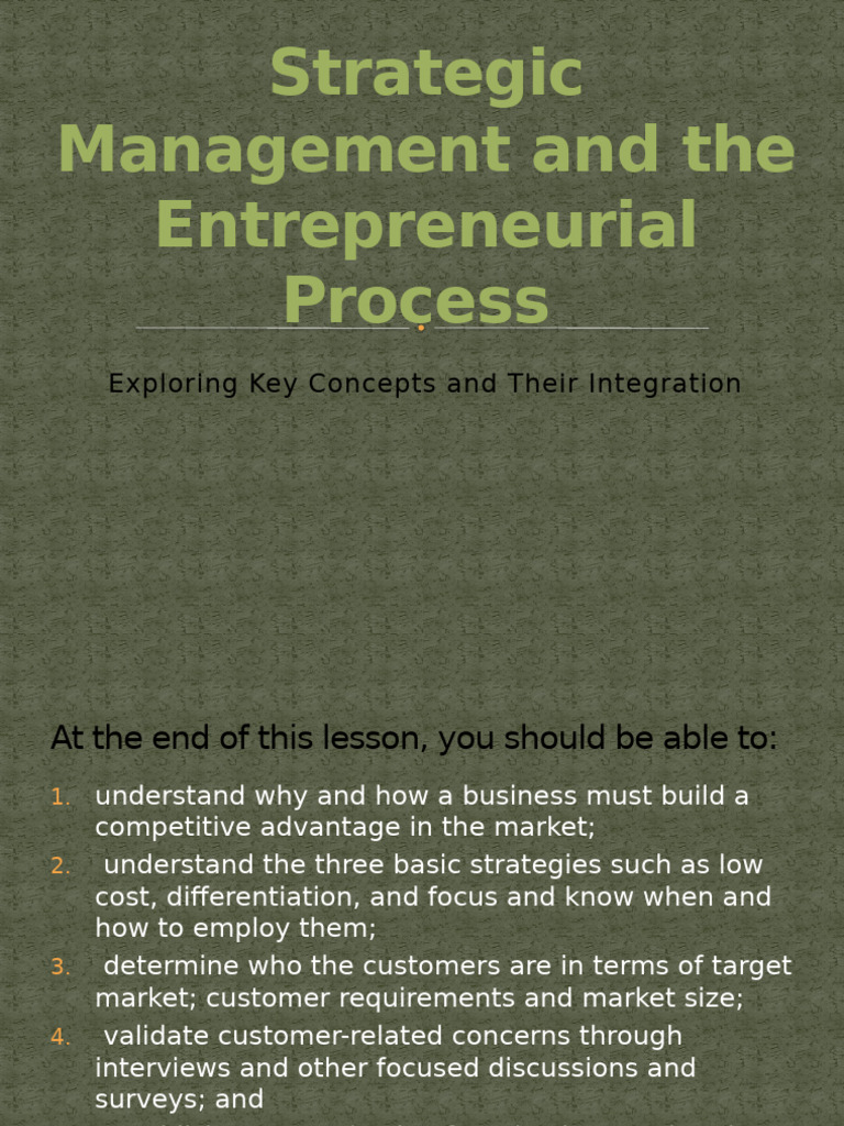 Strategic Management in Entrepreneurship | PDF | Strategic Management ...