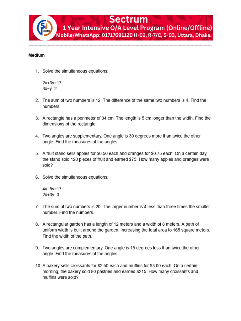 Math Problem Solving: Equations & Geometry | PDF | Speed | Length
