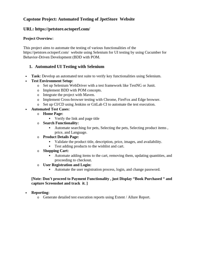 Capstone Project JpetStore | PDF | Software Testing | Selenium (Software)