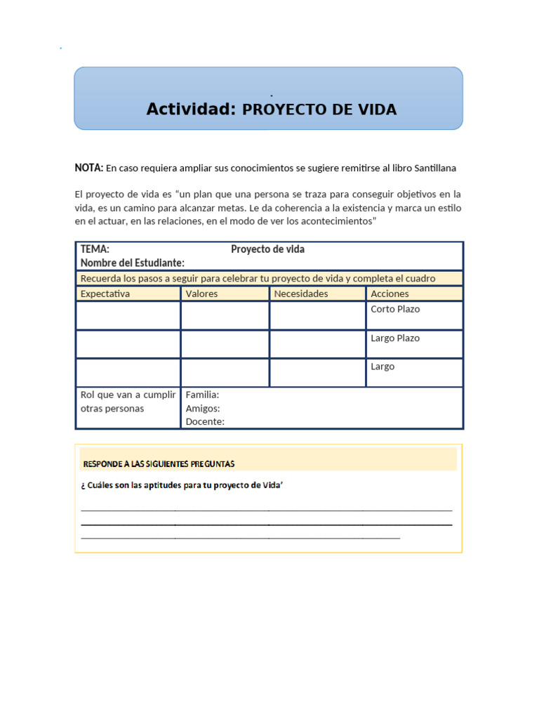 Guía para Crear un Proyecto de Vida | PDF
