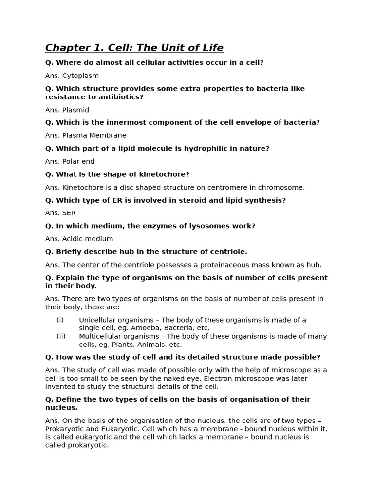 Botany Question and Answers | PDF | Cell (Biology) | Cell Membrane