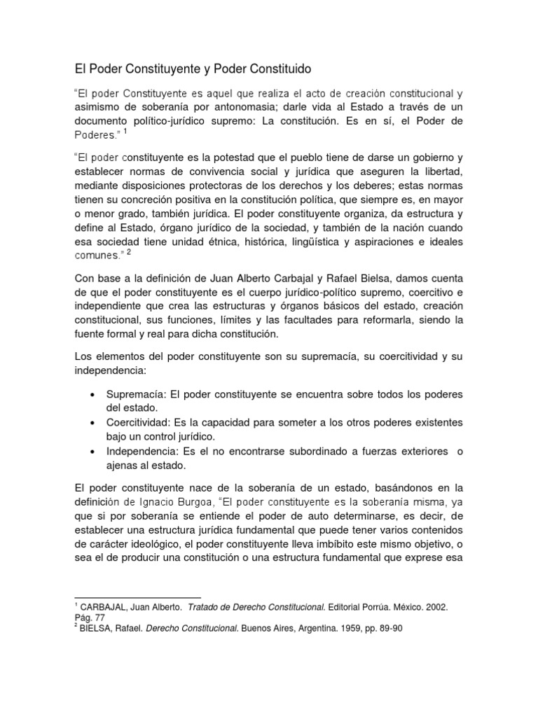 Poder Constituyente y Poder Constituida | PDF | Constitución | Estado ...