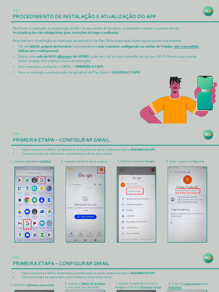 Instalação e Atualização do RD+ | PDF | Aplicativo para celular | Celulares