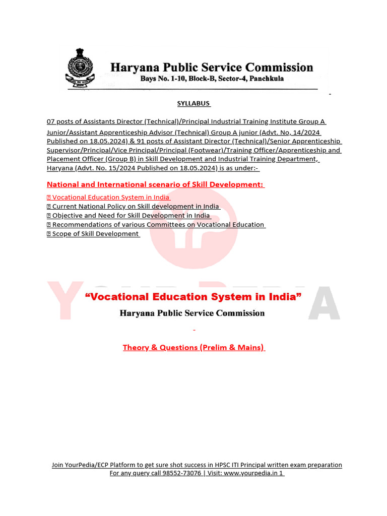 Skill Development in India: A Syllabus Overview | PDF | Vocational ...
