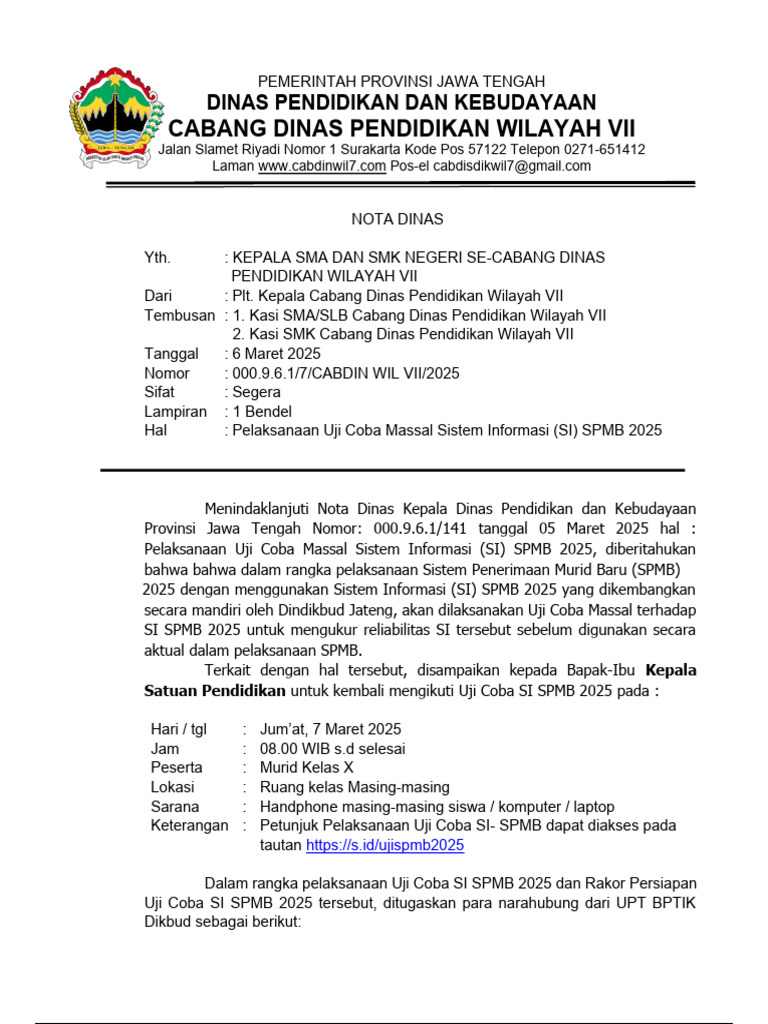 Uji Coba SI SPMB 2025 untuk Sekolah | PDF