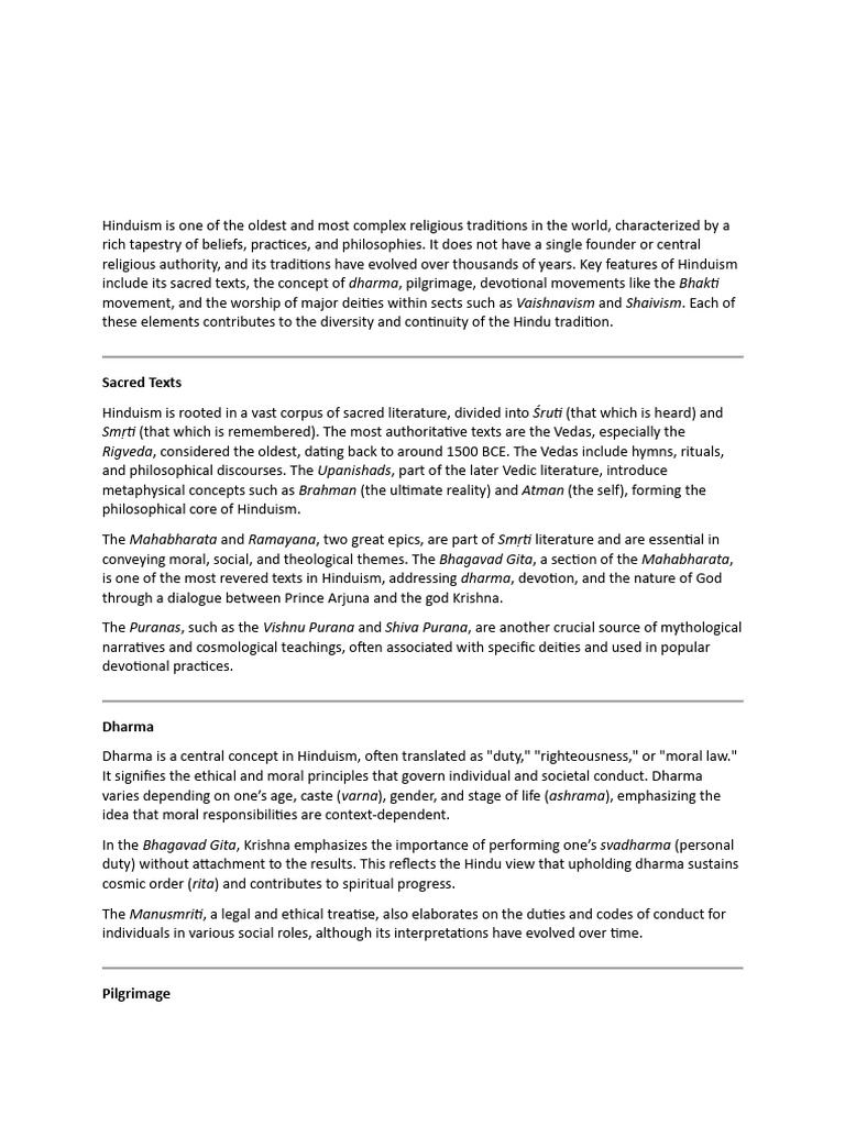 Overview of Hinduism's Core Beliefs | PDF | Vaishnavism | Vedas