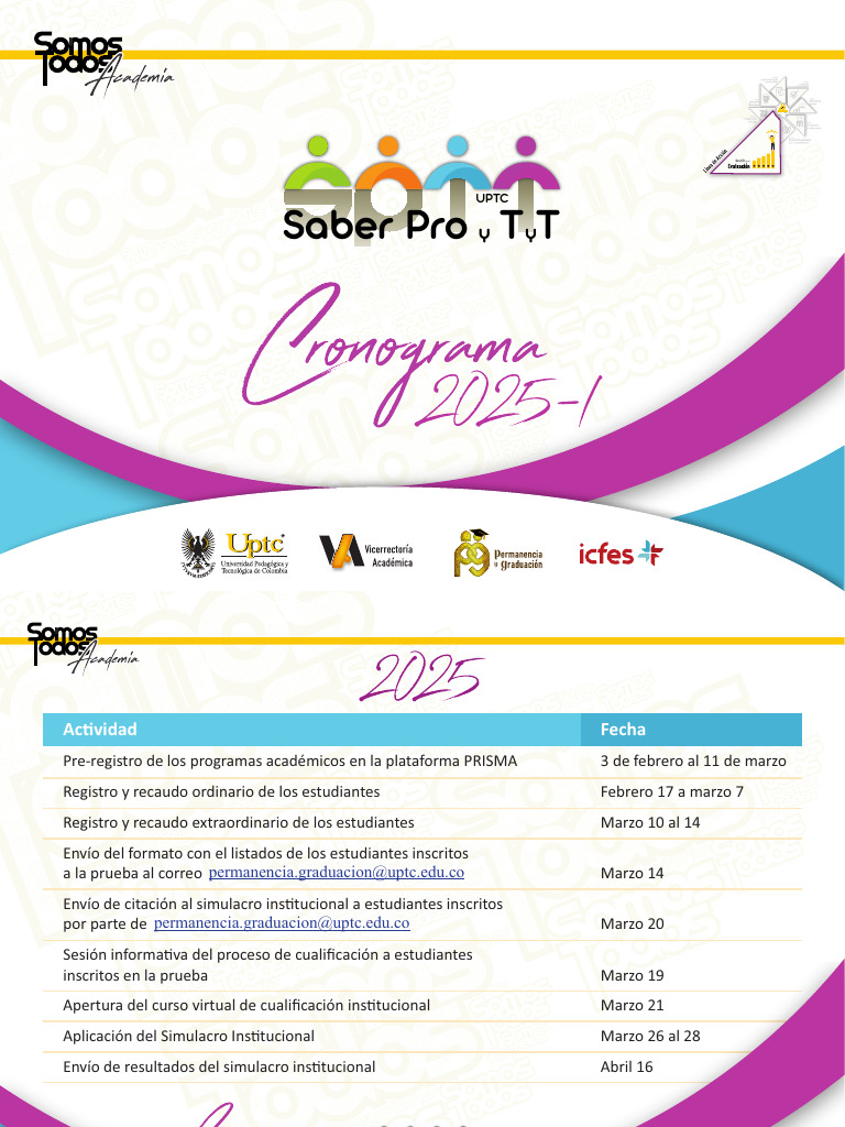 Calendario Saber Pro y TyT 2025 | PDF