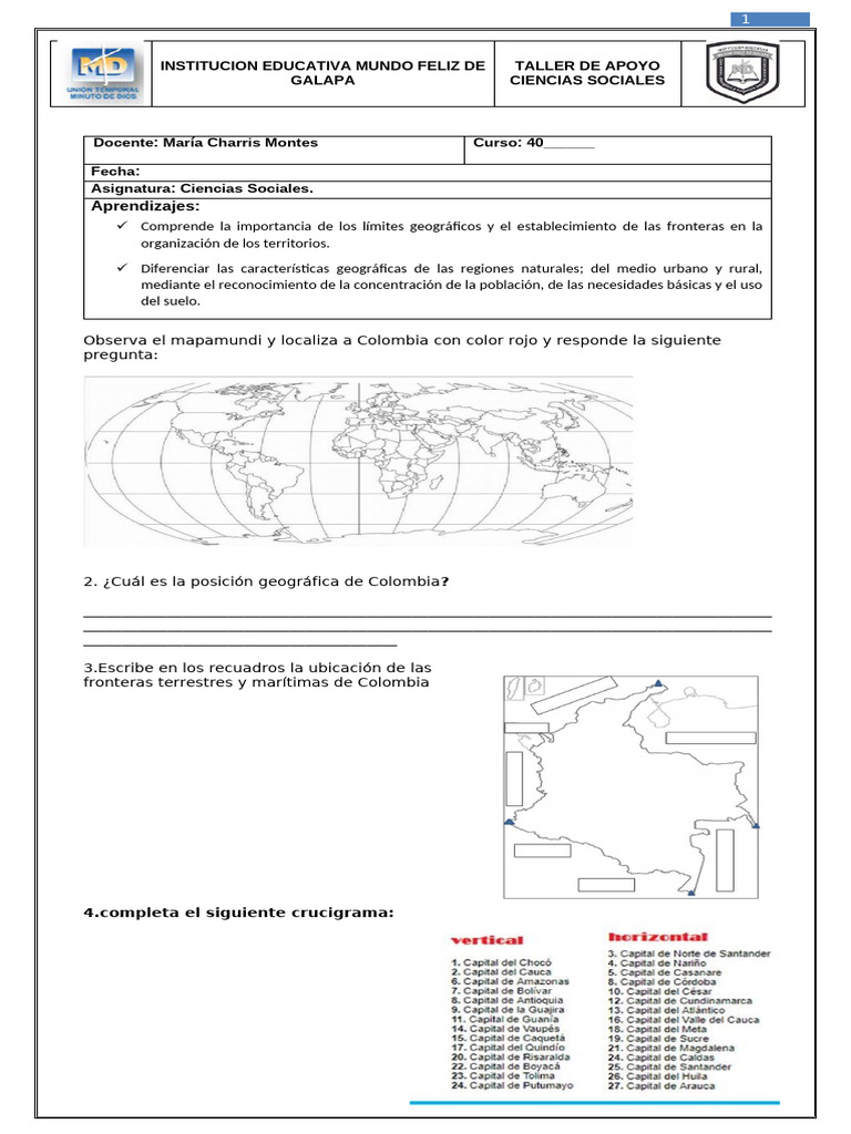Taller de Ciencias Sociales: Colombia y sus Regiones | PDF | Área rural