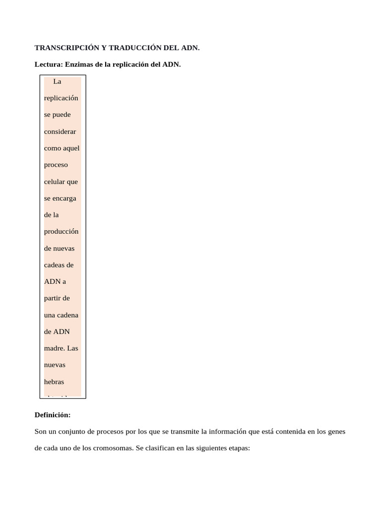 Proceso de Replicación y Transcripción del ADN | PDF | Adn ...