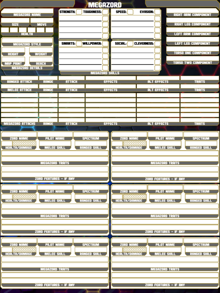 Megazord Character Skills Overview | PDF