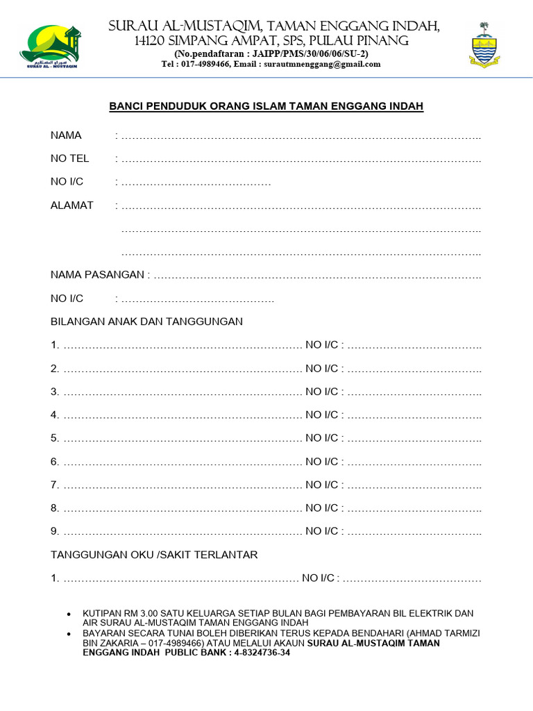 Banci Penduduk Taman Enggang Indah | PDF