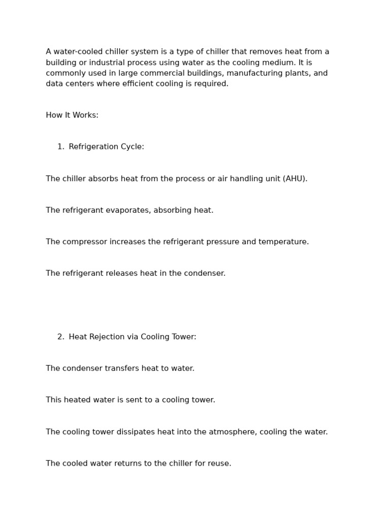 Water-Cooled Chiller System Overview | PDF