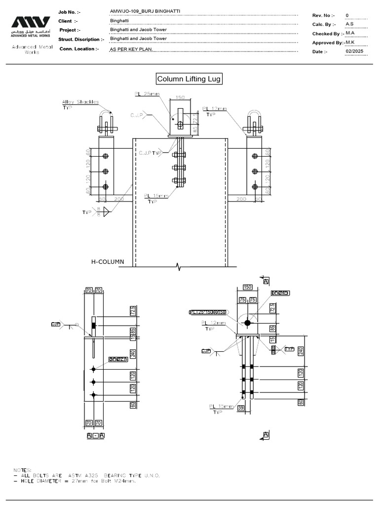 Column Lifting Lug Specifications | PDF