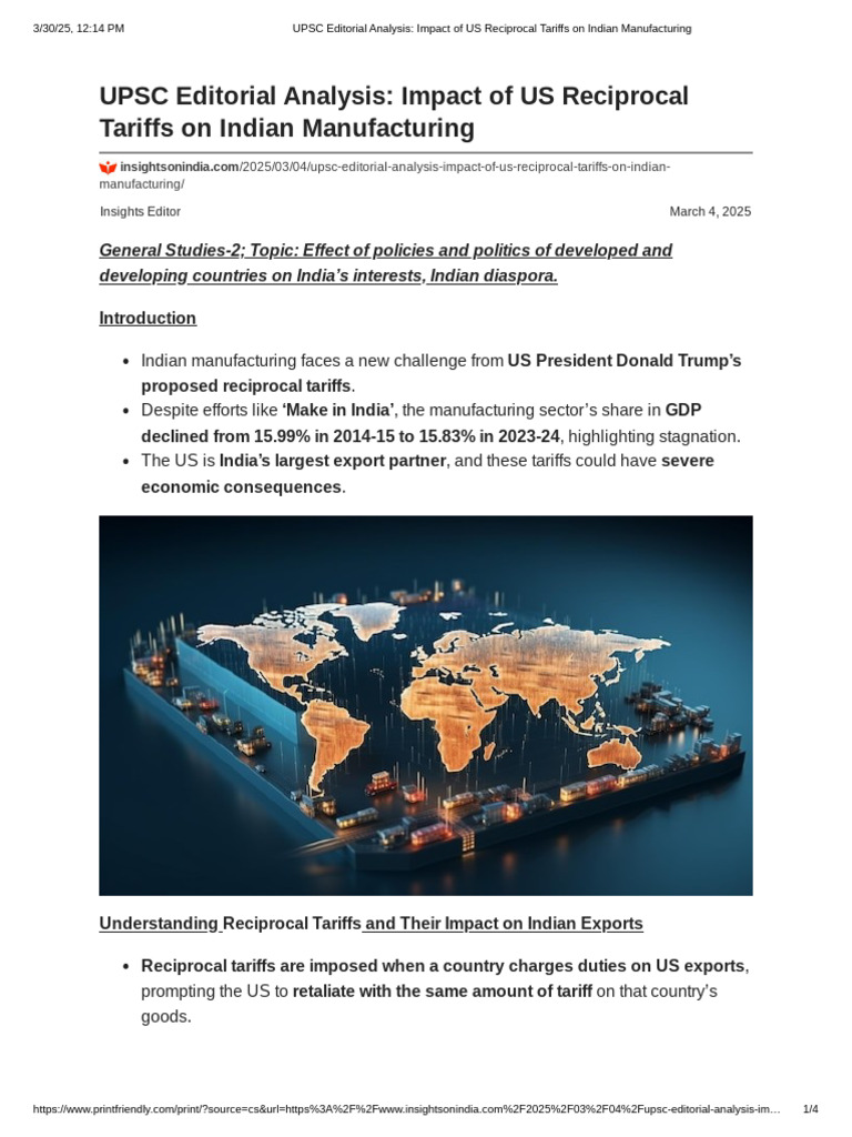 UPSC Editorial Analysis_ Impact of US Reciprocal Tariffs on Indian ...