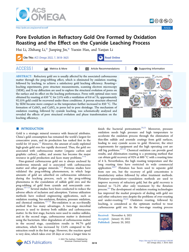 Pore Evolution in Gold Ore Roasting | PDF | Adsorption | Porosity